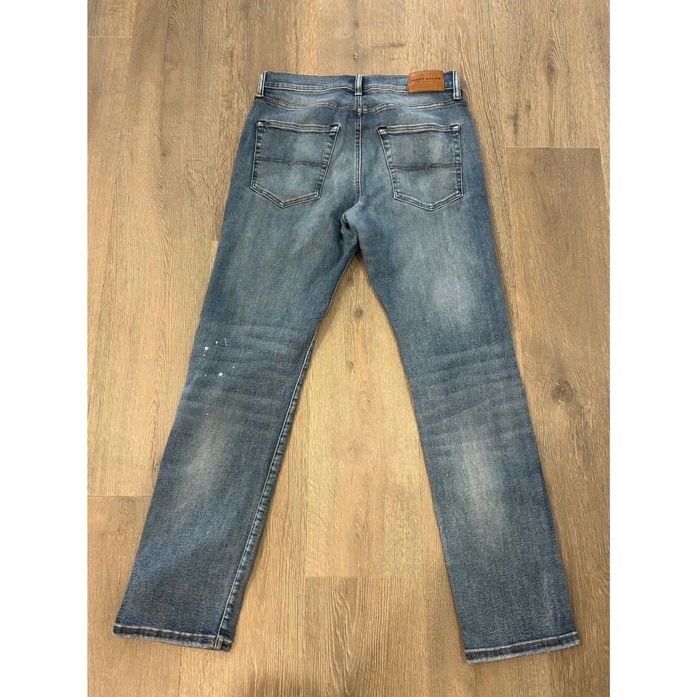 Lucky Brand Mens Distressed‎ Paint Splatter Straight Leg Jeans Blue W32 L32